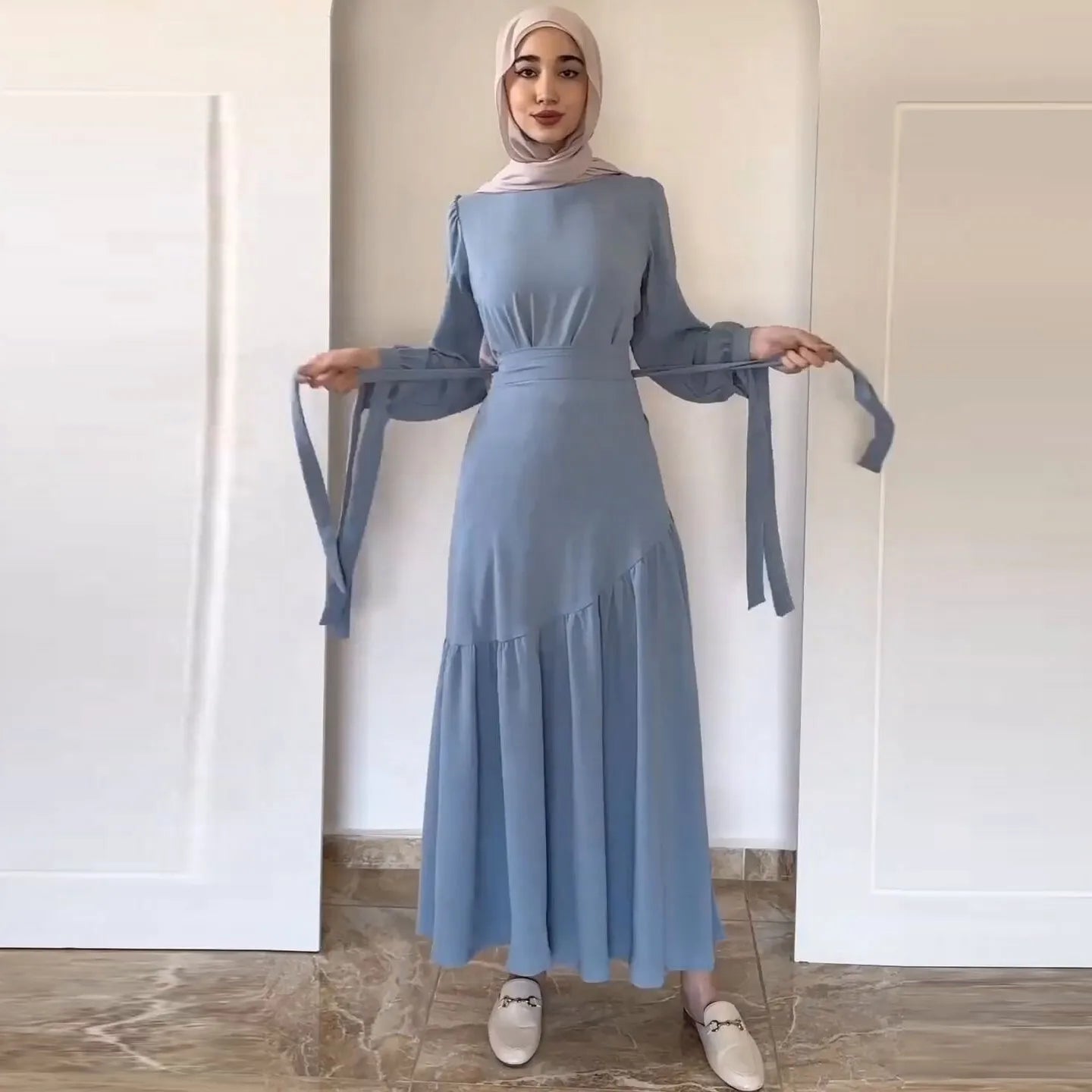 Two Piece Set Skirt Suits Muslim Fashion Abaya Women Outfits Luxury Long Sleeve Tops And Pleated Skirts African Party Dresses