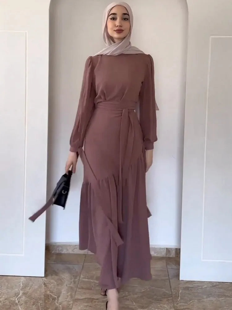 Two Piece Set Skirt Suits Muslim Fashion Abaya Women Outfits Luxury Long Sleeve Tops And Pleated Skirts African Party Dresses