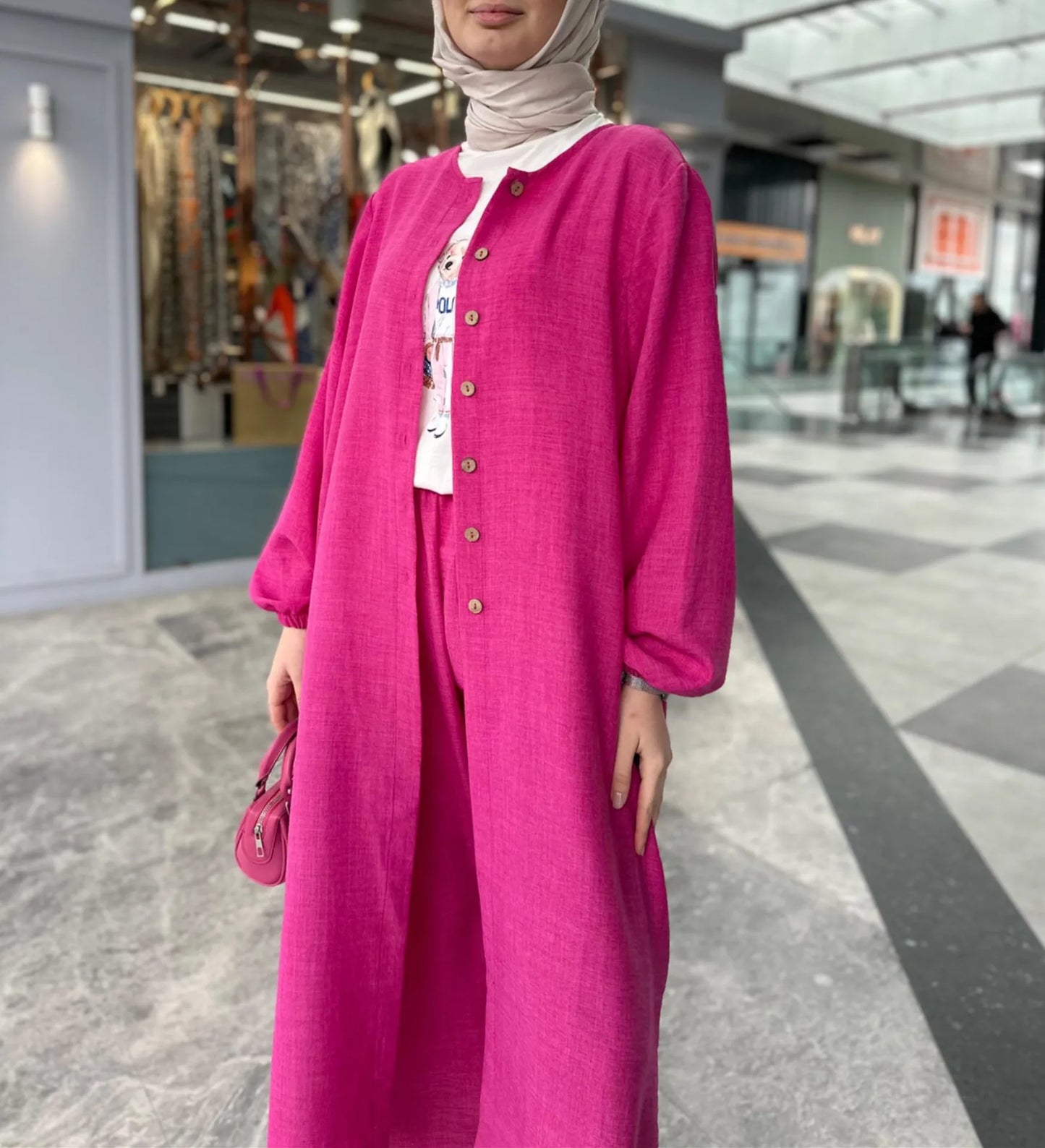 Muslim Dress for Women Blouse 2 Piece Set Long Sleeve Abaya Shirt Wide Leg Pant Suits Arabic Dubai Dresses Musulman Ensembles