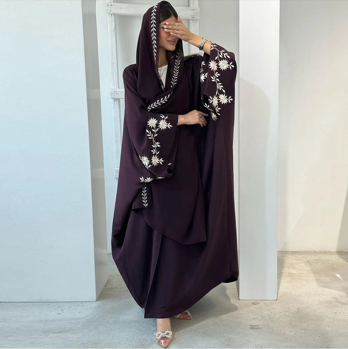 Eid Muslim Abaya with Scarf for Women Embroidery Cardigan Dresses Kaftan Vestidos Arab Long Robe Ramadan Morocco Dubai Abayas